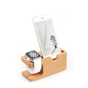 [하프클럽/]스마트폰거치 스마트워치핸드폰거치대원목스마트폰워치거치대