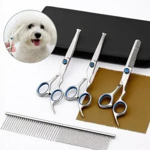 (옵션 미용가위 세트)강아지 셀프 미용가위 스텐 커브 숱가위 애견 반려동물 도구 세트