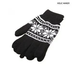 홀릭메이커 공용 장갑 겨울 노르딕 니트 폰터치 털장갑 HDM0011