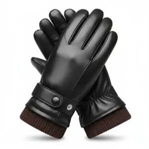 ( )터치가능 방풍방수 기모 남성 겨울장갑 인조가죽 손목벨트형