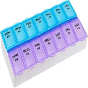 이지 도즈 위클리 (7일) 오전/오후 일일 알약 케이스 메디신 플래너 비타밈 어유 보충제 정리 용기 대형