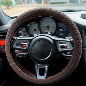 범용 자동차 미끄럼 방지 실리콘 스티어링 휠 커버 탄성 질감 D 자형 장식 액세서리
