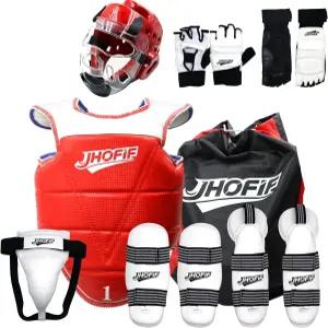 및 청소년을 위한 JHOFIF 스파링 기어 9PCS 세트 - 복싱 장갑 헤드기어 가슴 보호대 가라테 킥복싱