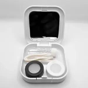 간편한 거울형 사각 콘택트 렌즈케이스 세트(화이트) 거울렌즈케이스