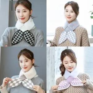 앙상블 리본 나염 퍼 니트 머플러 목도리 스카프 겨울 털 단색 가을 방한