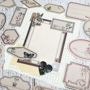 빈티지 라벨 스티커 꽃 (WFKBKOB)