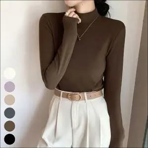 이너 긴팔 티셔츠 하프넥 겨울 목티 6컬러 반폴라 여자