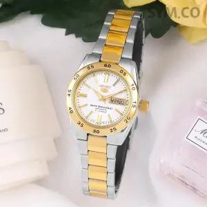 5 SYMG42K1 데이데이트 골드콤비 라운드 오토매틱 여자 메탈 시계 d