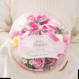비누꽃 카네이션원형케익 핑크 어버이날 카네이션 반전케이크
