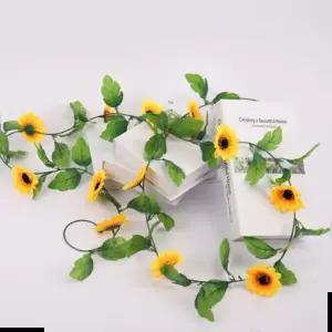 조화장식 해바라기 넝쿨 조화 덩쿨 조화꽃 나뭇잎 1줄 2.5M