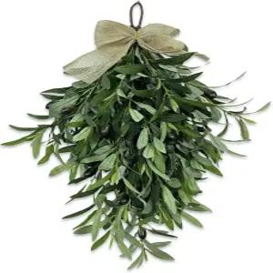 24인치 인조 눈물방울 스웨그 올리브 화환 펜던트 현관 결혼식 아치 창문 벽 장식 벽걸이 그린 홈 농가