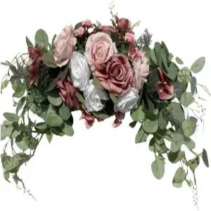 SYLM 웨딩 아치 플라워 린텔을 위한 로즈 장식용 플로럴 스웨그 문 창문 홈 장식을 30인치 인조 그리너리