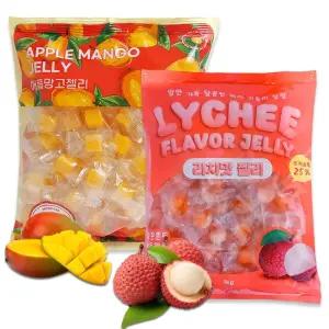 헬로우그린 간식 애플망고젤리 망고퓌레 1kg+리치젤리 1kg (팩) 세트