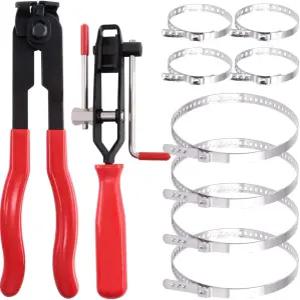 10개 CV 부트 클램프 플라이어 키트 이어 타이 스테인리스 스틸 범용 조절 가능 AXL 조인트 크림프 호스
