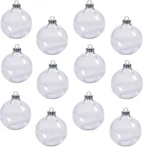 12개의 투명 플라스틱 충전식 장식 공 크리스마스 할로윈 생일 웨딩 DIY 공예 장식용 2.36인치 보블 60mm