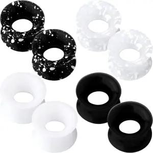 OUFER 8PCS 실리콘 이어 게이지 유연한 터널 플러그 스트레처 익스팬더 더블 플레어 살코기 피어싱 여성