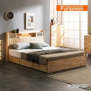 퍼스웰 원목 라인헤드 LED서랍침대프레임.퀸(VD_002)