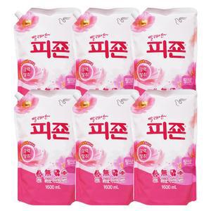 피죤 일반드럼겸용 섬유유연제 리필 핑크로즈 1600mL X 6개