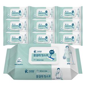 크린업K 물걸레청소포 실속 특대형 30매x10팩 청소포 일회용 리필형 부직포 청소물티슈