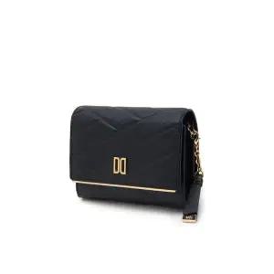 [롯데백화점]닥스 액세서리 [선물포장/쇼핑백동봉]블랙 가죽 DD로고 골드바 장식 반지갑 DCWA2F414BK
