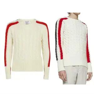 톰브라운 메리노울 삼선 탭 니트 MKA389A Y1024 100