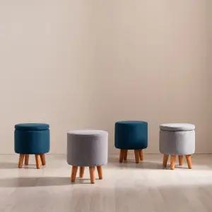 귀여운 패브릭 마카롱 수납 스툴 21  블루 그레이)