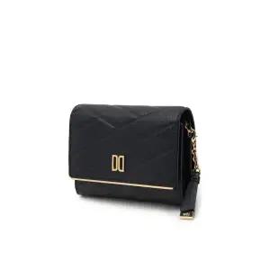 [롯데백화점]닥스 액세서리 [선물포장/쇼핑백동봉]블랙 가죽 DD로고 골드바 장식 반지갑 DCWA3E414