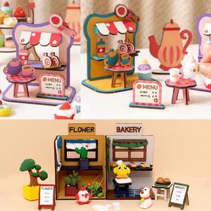 [오피스스쿨] 민화샵 미니어쳐 가게만들기 MDF베이커리 카페 / 베이커리 / 선인장 diy 우드아트 조립퍼즐 3D 입체 색칠하기 상점만들기
