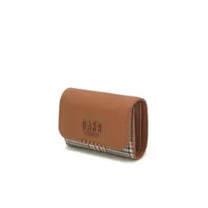[롯데백화점]닥스 액세서리 [쇼핑백동봉] 브라운 체크패턴 가죽콤비 3단 반지갑 DCWA3F624
