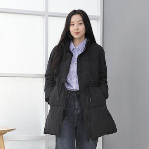 빅사이즈 경량 스트링 나일론 패딩 오버핏 남녀공용 투웨이 지퍼 포켓 집업 무광 롱패딩 가벼운 집업점퍼 아우터 초겨울