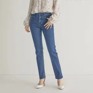 [애드호크] 여성 딥인디고 빈티지워싱 스트레이트핏 데님팬츠(HV5DPV2)