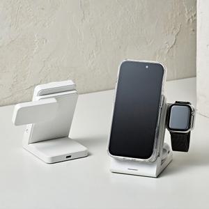 만타이거 3in1 23W 맥세이프 멀티 무선충전 보조배터리 거치대 화이트