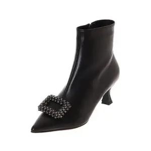 [NS홈쇼핑][SODA] 소다제화 여성 스퀘어장식 앵클부츠 흑색 ALB310 LC-10[34716826]