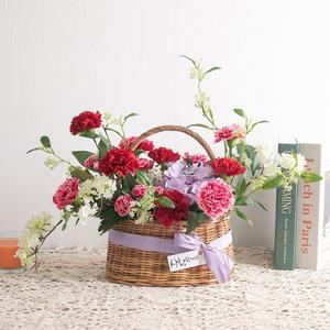 [플라워트리]카네이션 조화 바구니 트루러브set 52cm 꽃 어버이날 스승의날 테이블 장식 감사 선물 행사