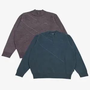 [대구백화점] [크로커다일]사선 자가드 하프 집업 니트(CDAAAKR4336)