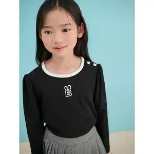 [빈폴키즈] 여아 골지 티셔츠 - 블랙 (BI5141G125)