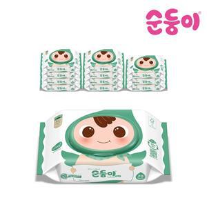 [순둥이]NcL휴12 /생분해물티슈 로하스 휴대 캡형 20매 12팩