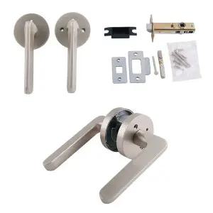 플랫실버 버튼잠금 방문손잡이 WFHTWDT