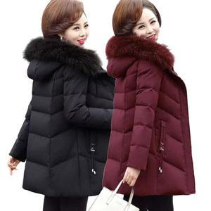 중년여자 윈터 보온 오버 덕다운 퍼카라 하프 후드 집업 누빔 패딩 재킷 다운재킷 코트 큰 사이즈