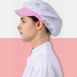 조리모자 배식용모자 전체 천 핑크체크