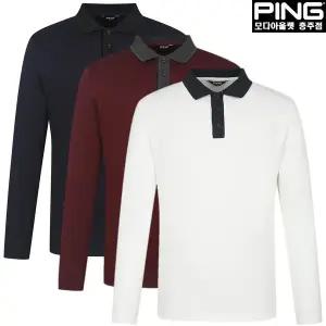 [핑]남성 기모 배색 카라 긴팔 티셔츠 111D3TO001_WWN_CJ