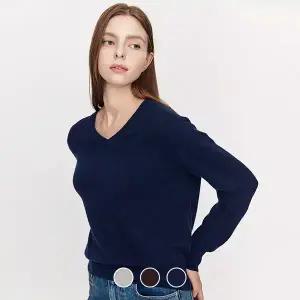 [지오다노] 355913 여 12gg 민자 캐시블랜드 브이넥 긴팔 니트 스웨터