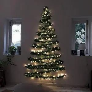 붙이는 접이식 창문 전구 간편 벽에붙이는 벽걸이 크리스마스 트리 소형 건전지 가랜드 와이어