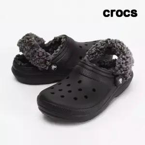크록스 클래식 플리스 라인드 클로그 성인 털슬리퍼 블랙 211396-001