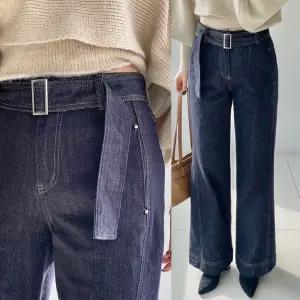 기모 벨트논페이드와이드 겨울 하우룩 밴딩 벨트세트 와이드 데님