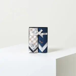 [닥스](센텀시티점)DCHA5F064MU [25FW][DAKS GIFT]블루 체크 패턴 면 손수건 2종세트