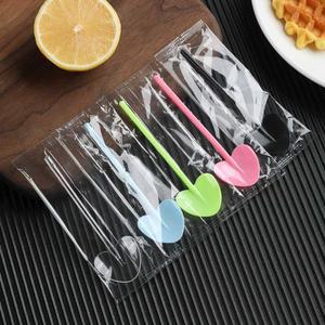 일회용 스푼 하트 삽모양 대량 100개 요거트 플라스틱 러브 수저 케이크 블랙 디저트