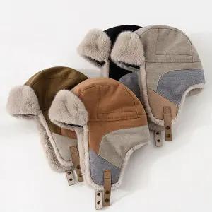 스웨이드 스티치 퍼 남녀공용 귀달이 모자 군밤모자 여성귀달이모자 남성귀달이모자 털모자 방한모자