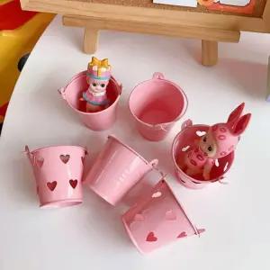 핑크 철제 미니 양동이 바구니 수납 초미니 바스켓 미니바구니 정리 철제바구니 핑크바구니 소품 문구