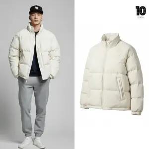 [백화점 출고] 탑텐 패딩 남자 에어테크 볼륨 아이보리 스탠드넥 보온성 데일리 자켓 점퍼